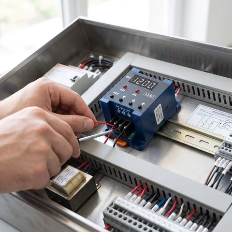 Hella Responsive DC Digital Amp Meter Shows Zero Point Three To Fifty Amperes On Sharp LCD Screen while being installed in a workshop.