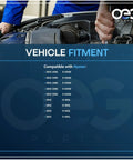 Mechanic checking engine fitment compatibility, Hyster models listed