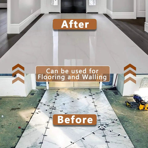 Pro Grade Tile Leveling Clips Kit 1400 Pcs For Ceramic And Stone Tile Installations, floor and wall before and after.