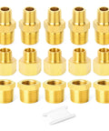 Six Piece Brass Pipe Fittings Set With Hex Bushings And Reducer Adapters Reducing Nipples From Three Eighths NPT To One Quarter NPT