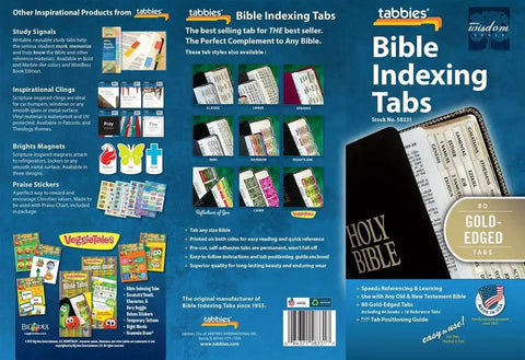 Top Shelf Gold Edge Bible Indexing Tabs For Old And New Testament Study With Eighty Slick Self Adhesive Markers and Fold Tips For No Hassle Scripture Navigation In Standard Size Holy Journals, packaging display.