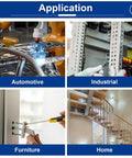Image showing applications of 40-Piece 5/16 Rivet Nut Installation Tool Set in automotive, industrial, furniture, and home settings.