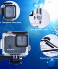 GoPro Hero 4K Waterproof Case Underwater Housing 196 Ft 60 M With Mount And Lens Protector, close-up showing lens and seal details