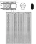 Built Like A Tank M8 X 16mm Spring Loaded Ball Screws With Hex Drive Plungers Crafted From Heavy Duty Carbon Steel Black Finish specifications table and dimensions.