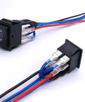 12V Polarity Reverse Switch Momentary DPDT Rocker Toggle With 6 Pins, ON OFF ON Action, Auto Reset, RV Jack Motor Control, Jumper Wires Included, 16A 250V AC or 20A 125V AC, Great For RVs. Black 33x25mm rocker switch with 6 jumper wires