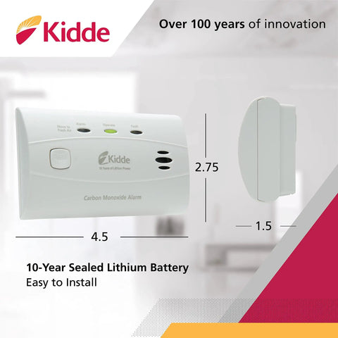 Carbon Monoxide Detector With 10 Year Battery, 3 LED Lights And Alarm Memory, No Wiring Needed, Super Easy Wall Or Tabletop Setup, Portable Home Safety Sensor That Works Through Power Outages, 6 Pack dimensions and features.