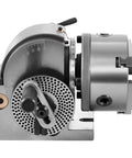 Five Inch 3 Jaw Chuck Dividing Head Set For Milling Machine Rotary Table Tailstock Precision Semi Universal Dividing Head Built To Last With Rugged Wear Resistant Build Easy Adjustment And Pro Level Accuracy For Metalworking Projects - side view with indexing plate and adjustment levers visible.