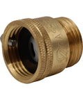 Close-up of Three Quarter Inch Solid Brass Hose Bib Backflow Preventer For Garden Spigot And RV, Tough Brass Build, Corrosion Resistant.