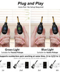 2.4GHz Wireless Guitar Transmitter And Receiver Set For Electric Guitar And Bass, No Latency, Plug and Play auto-pairing