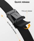 Quick release of Mens Stretch Tactical Belt With 1.5 Inch Elastic Nylon Webbing And Flip Quick Release Buckle shown in close-up.