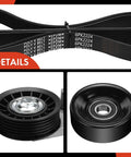 Serpentine Belt Drive Kit With Tensioner And Idler Pulley For Ford Mustang 2005 2010 V6 4.0L, includes belt and pulleys