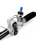 Front view of hydraulic power steering rack and pinion for Chevrolet Silverado 1500 and GMC Sierra 1500 2007-2013 with tie rod and boot