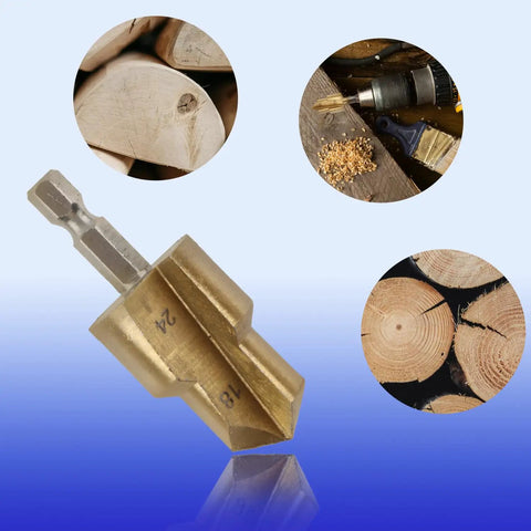 Grab These 3 Pack Ppr Lift Step Bits With 20 25 And 32 Mm Reamers To Smooth Pipe Ends Fast And Easy For Plumbing Jobs That Need Quality Steel Durability. Gold step drill bit for wood, 24 mm steel, with drill and wood chips