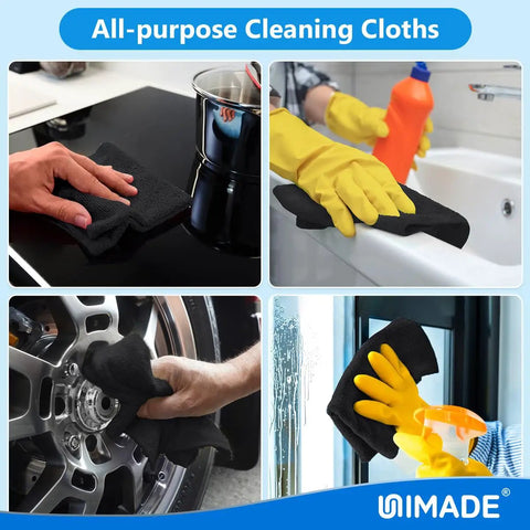 Bulk 50 Pack Microfiber Cleaning Cloths 11.5 By 11.5 Inches Lint Free Reusable Towels for various cleaning uses