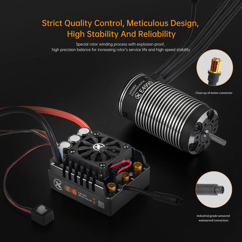 Beefy Motor And E6 Sensored Brushless ESC Combo For RC Cars Three To Eight S LiPo With 200 Amp Continuous Current App Control Ready