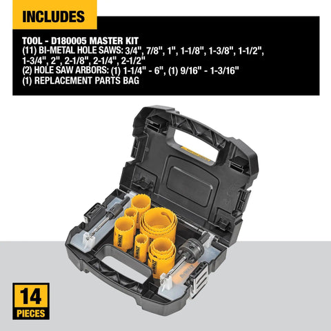 Door Lock Hole Saw Kit Pro Grade Heavy Duty For DIY And Pros with C Clamp Design, 14-piece set in open black case