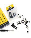 Built Tough Multi Sport Hockey Helmet Repair Kit With Screwdriver And Twenty Six Hardware Pieces To Fix Football Baseball And Softball Shells Snap Back In Action And Keep Dominating The Field, including screws and mounting brackets.