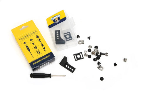 Built Tough Multi Sport Hockey Helmet Repair Kit With Screwdriver And Twenty Six Hardware Pieces To Fix Football Baseball And Softball Shells Snap Back In Action And Keep Dominating The Field, including screws and mounting brackets.