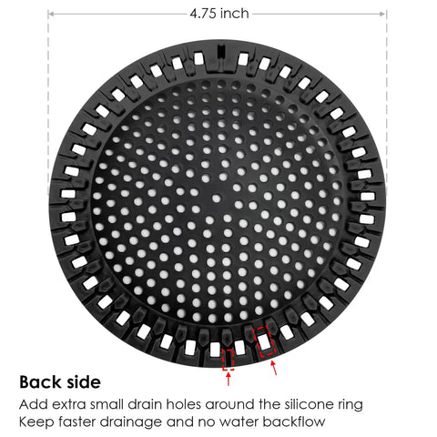 Heavy Duty Hair Catcher Shower Drain Protector And Tub Filter For Bathtub And Sink Made From Top Quality Stainless Steel with drain holes.