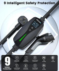 Premium Wall Mounted Level 2 EV Charger 24 Amp 240 Volt With Nema 10-30 Plug Plug And Play showcasing intelligent safety features.