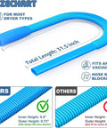 All In One Dryer Vent Cleaning Kit with Flexible Lint Vacuum Attachment for Most Vacuums, Easy Seal Tight Fit, size chart illustration.