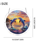 Vivid Tree Of Life Acrylic Sun Catcher Puzzle Kit For Doors, Garden And Windows, Double Sided UV Printed, dolphins design, 7.4 inch