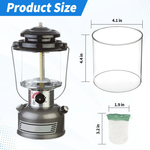 10 Pack Propane Lantern Mantles With Clear Glass Globe For Camping Lanterns, U Shape And Standard Replacement Parts size guide
