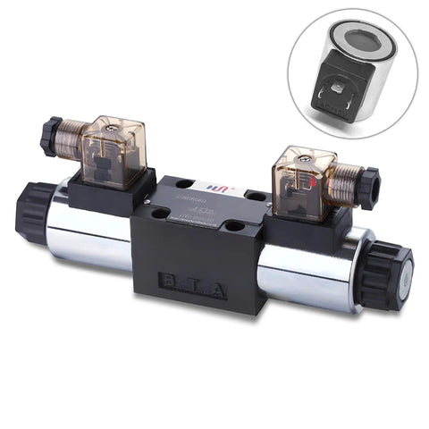 Beefy Size Six 3-Position 4-Way Hydraulic Valve With Electric Solenoid NG6, 2-Pin, 4-Port Directional Control, AC 110V Coil