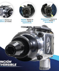 Butterfly Style Pneumatic Impact Wrench With Three Eighth Inch Drive And One Hundred Foot Pound Torque compact air tool close-up view with reverse function.