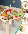 Gotta Have This Solid Wood Montessori Activity Table For One Year Olds Boasting A Cozy Farm Sensory Station with toy animals and vibrant colors.