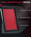Engine Air Filter Replacement For Nissan Rogue Sentra Infiniti FX with fine pleats design for high dust capacity and filtration.