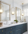 Modern One Light Globe Pendant With White Milk Glass Shade In Brushed Brass Finish For Kitchen Island Farmhouse Living Spaces Mid Century Style Ceiling Lighting Fixture in bathroom