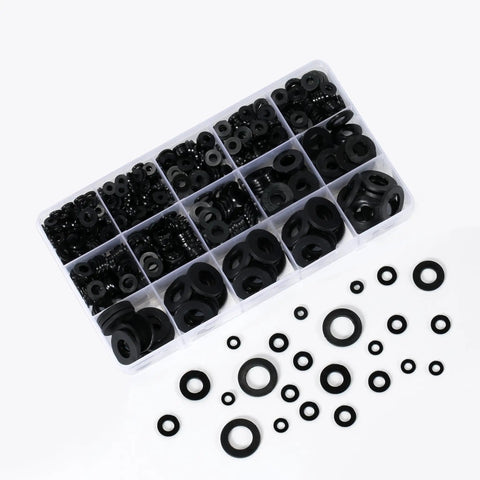 750 Piece Nylon Flat Washers Set For Screws Bolts 7 Sizes Black Plastic Washers Assortment Kit For Household And Commercial Use M3 To M12