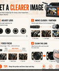 Instructional graphic for Dual Lens 4.3 Inch Endoscope Borescope With 1080P Photo And Video, 33 Feet IP67 Waterproof Semi-Rigid Cable