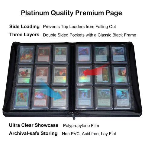 Top Loader Card Binder For 3x4 Inch Cards Holds Over 320 Top Loaders With 18 Double-Sided 9-Pocket Pages Ringless Card Storage Album