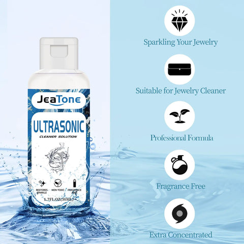 Premium Ultrasonic Cleaner Juice For Bling Glasses And Sensitive Finds Wakes Up Muted Gems in eco-friendly 50ml bottle.