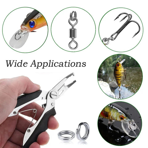 200 Piece Fishing Stainless Steel Split Ring Set With 5 Sizes And Split Ring Plier Pro Grade Heavy Duty Tool Kit for lures use