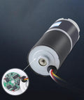 Beefy Heavy Duty Planetary Gear Motor With Brushless DC 12V 24V Dual Voltage For Automation And Robotics FG Reverse PWM Speed Control 98 RPM 150 Kg Cm Torque Compact High Torque BLDC Gearmotor For Smart Machines, rear shaft view