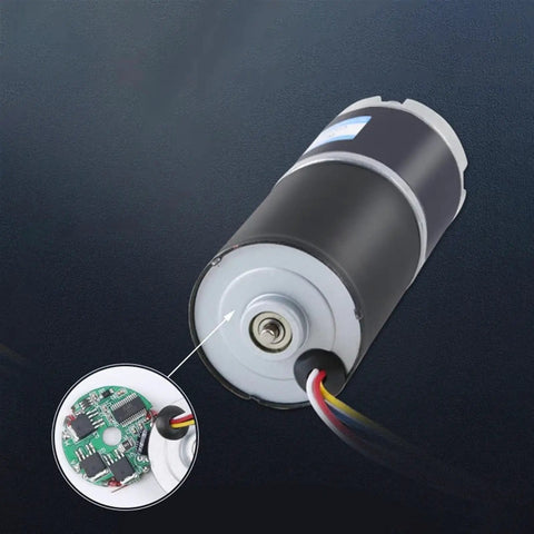 Beefy Heavy Duty Planetary Gear Motor With Brushless DC 12V 24V Dual Voltage For Automation And Robotics FG Reverse PWM Speed Control 98 RPM 150 Kg Cm Torque Compact High Torque BLDC Gearmotor For Smart Machines, rear shaft view