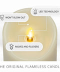 Realistic Moving Flame LED Candle Pillar With Scalloped Edge And Smooth Finish glowing with flickering flame