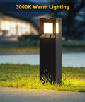 Go-To IP54 Waterproof Outdoor Bollard Path Light, 32-Inch Black LED Lamp, 3000K Warm White for lawn and driveway lighting