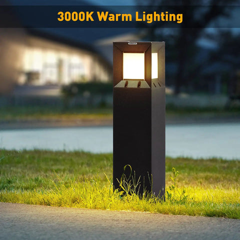 Go-To IP54 Waterproof Outdoor Bollard Path Light, 32-Inch Black LED Lamp, 3000K Warm White for lawn and driveway lighting