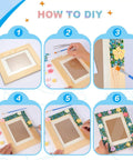 Mosaic Photo Frame Kit For Kids With Glass Pebbles, Hands On Arts And Crafts Activity step-by-step DIY guide showing decoration process.