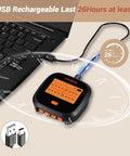 WiFi Meat Thermometer For Smoker And Oven With Four Probes charging via USB cable connected to laptop, showing 26-hour battery life.