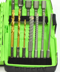 Pro Grade Drill And Driver Set Kit with titanium nitride bits and carbide tips in shock resistant case