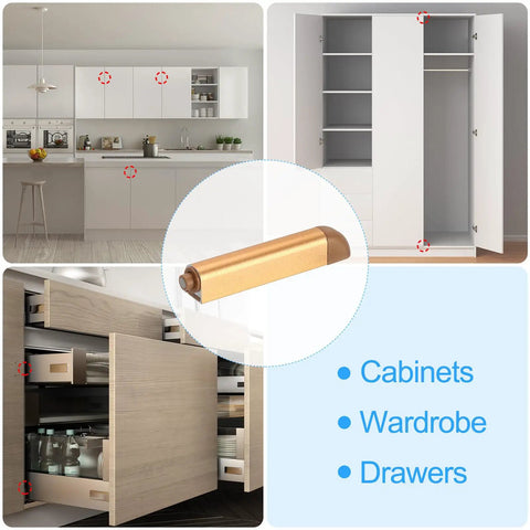 Push To Open Door Latch Set Aluminum Alloy Magnetic Latches for Hidden Doors Cabinets RV Drawers Kitchen Cupboard Gold Finish