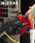 Knoweasy KN-2549 precision crimping tool, black body with red handle, for JST/Molex/Dupont terminals