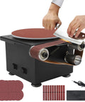 Get Your Hands On This Mini Belt Sander With 6 Inch Sanding Disc And Spindle Tool, perfect for sharpening a knife.
