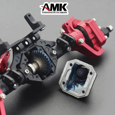 Beefed Up Bevel Gear Set For One Tenth Scale RC Crawler Featuring 33T And 8T Heavy Duty Overdrive Steel Gears close-up with portal axle