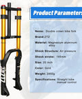 20 Inch Fat Tire Bike Front Air Suspension Fork With 180mm Travel And 135mm Hub Spacing Double Crown